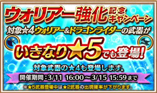 白猫プロジェクト 武器ガチャに ウォリアー強化記念キャンペーン 記念武器が登場し いきなり 5キャンペーンも開催中 さらに 協力報酬1 5倍期間延長 Boom App Games