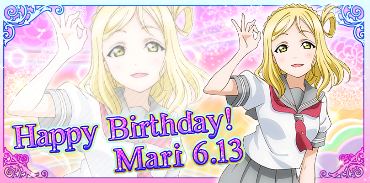 スクフェス 6月13日は シャイニー でお馴染み小原鞠莉ちゃんの誕生日 またtvアニメ ラブライブ サンシャイン のpvも公開中 Boom App Games