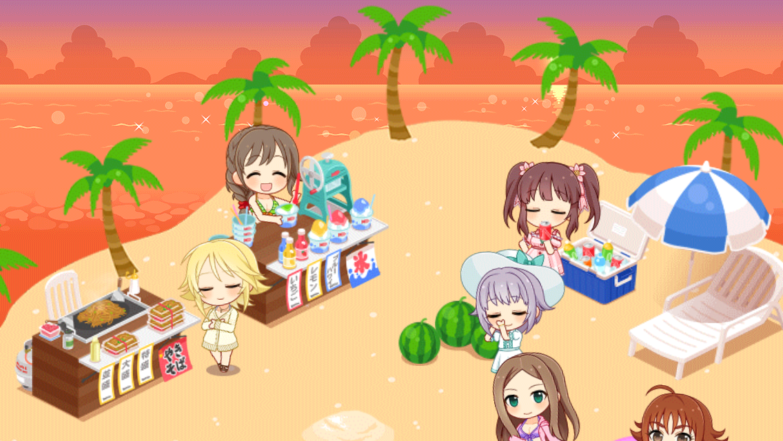 デレステ ルームアイテムに デレステnight コラボ 夏の砂浜セット 新サウンドブース追加 ちひろさんの水着姿もお見逃し無く Boom App Games