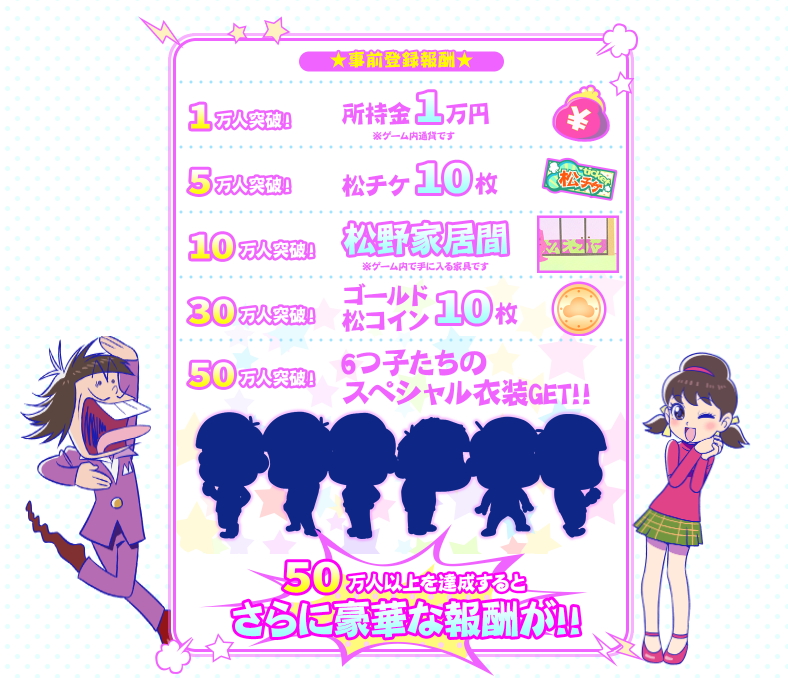 おそ松さんのニートスゴロク ぶらり旅 人気アニメ おそ松さん のスマートフォン向けゲームアプリ配信決定 様々なアイテムが貰える事前登録を実施 Boom App Games