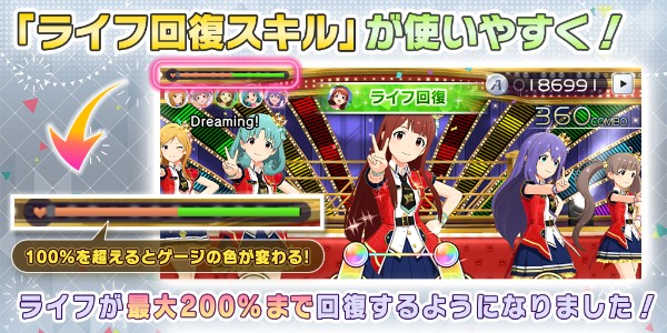 ミリシタ アップデート Ver 1 4 301 を配信 ライフ回復 スキルで回復するライフが最大0 に上限解放 Boom App Games