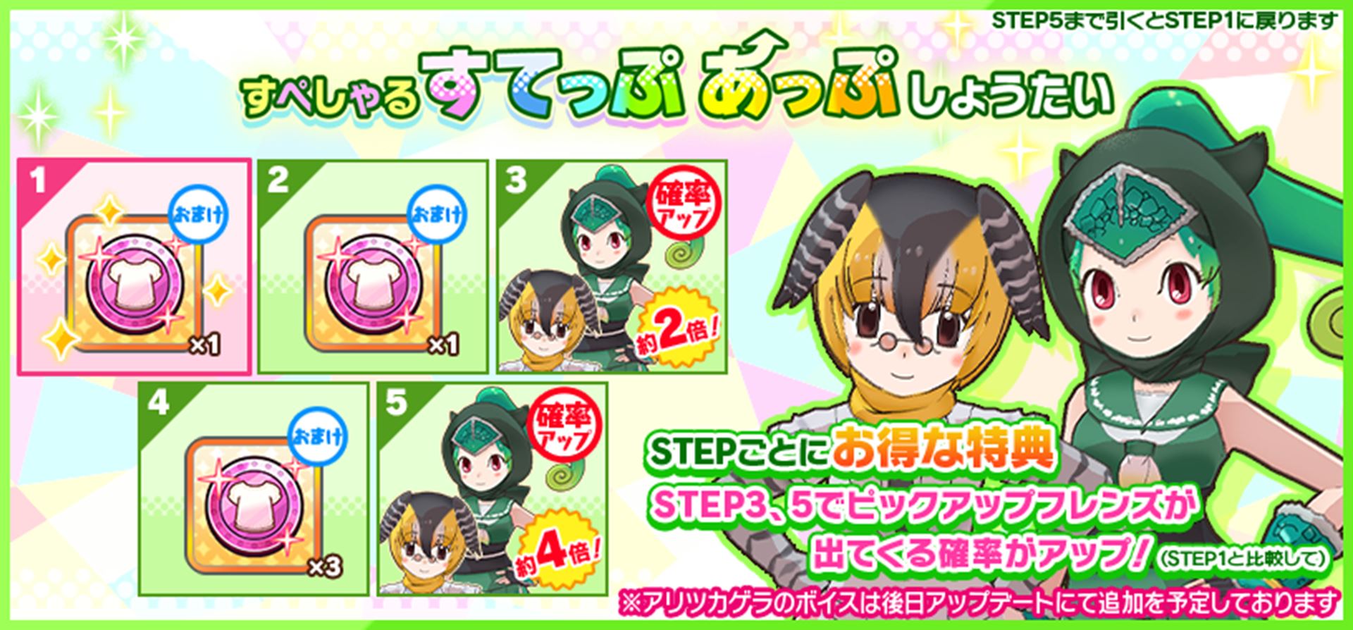 けものフレンズ3 新フレンズ 4 パンサーカメレオン Cv 関根瞳 などが登場 すぺしゃるすてっぷあっぷしょうたい 開催中 Boom App Games