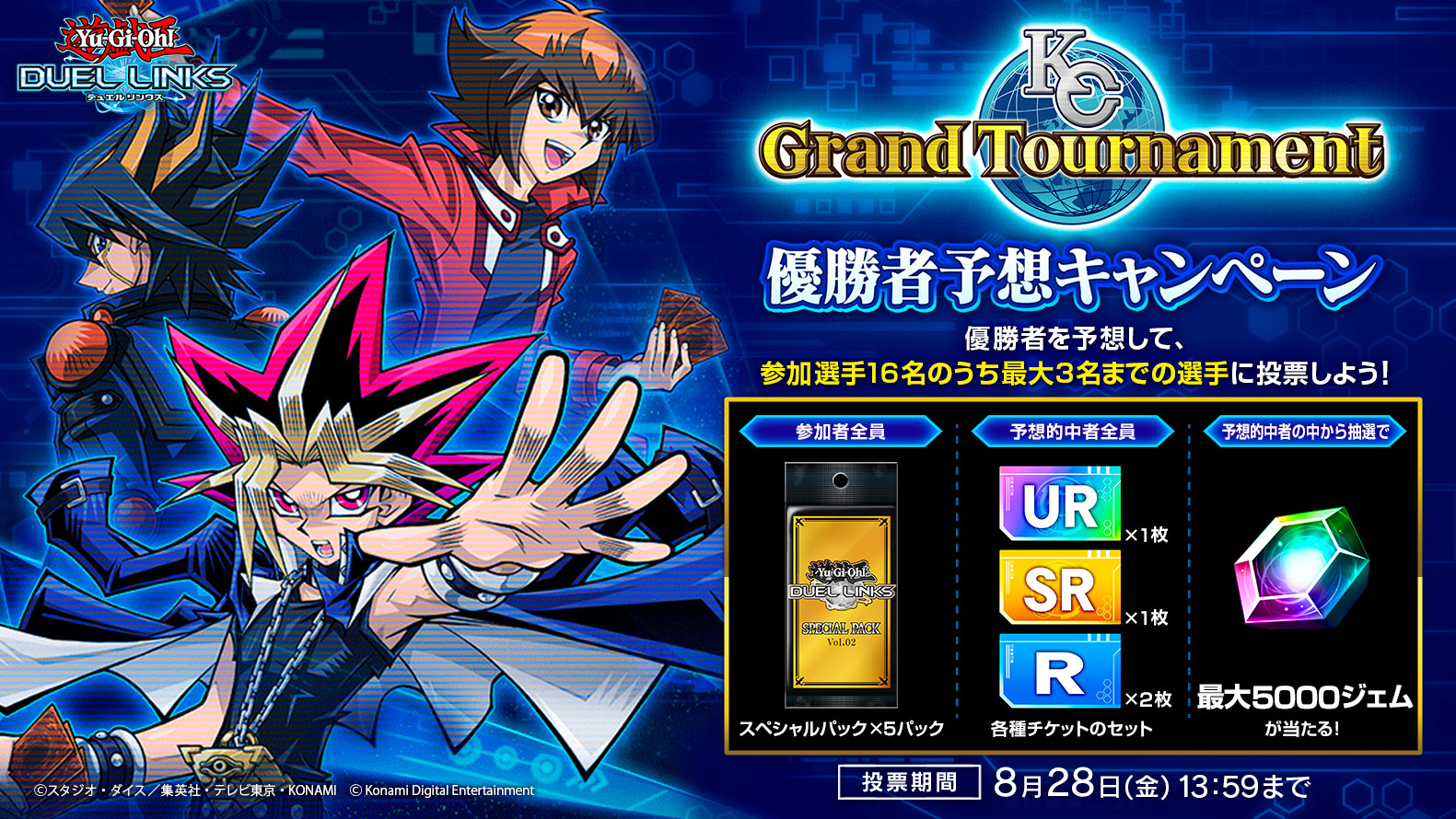 遊戯王 デュエルリンクス 最大で5 000ジェムが当たる Kcグランドトーナメント 優勝者予想キャンペーン 実施中 Boom App Games